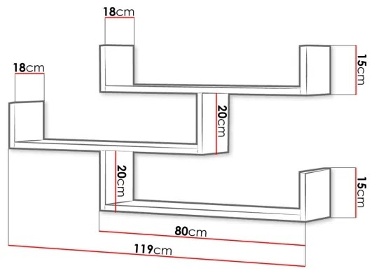 Etajeră de perete TRIO 55x119 cm alb