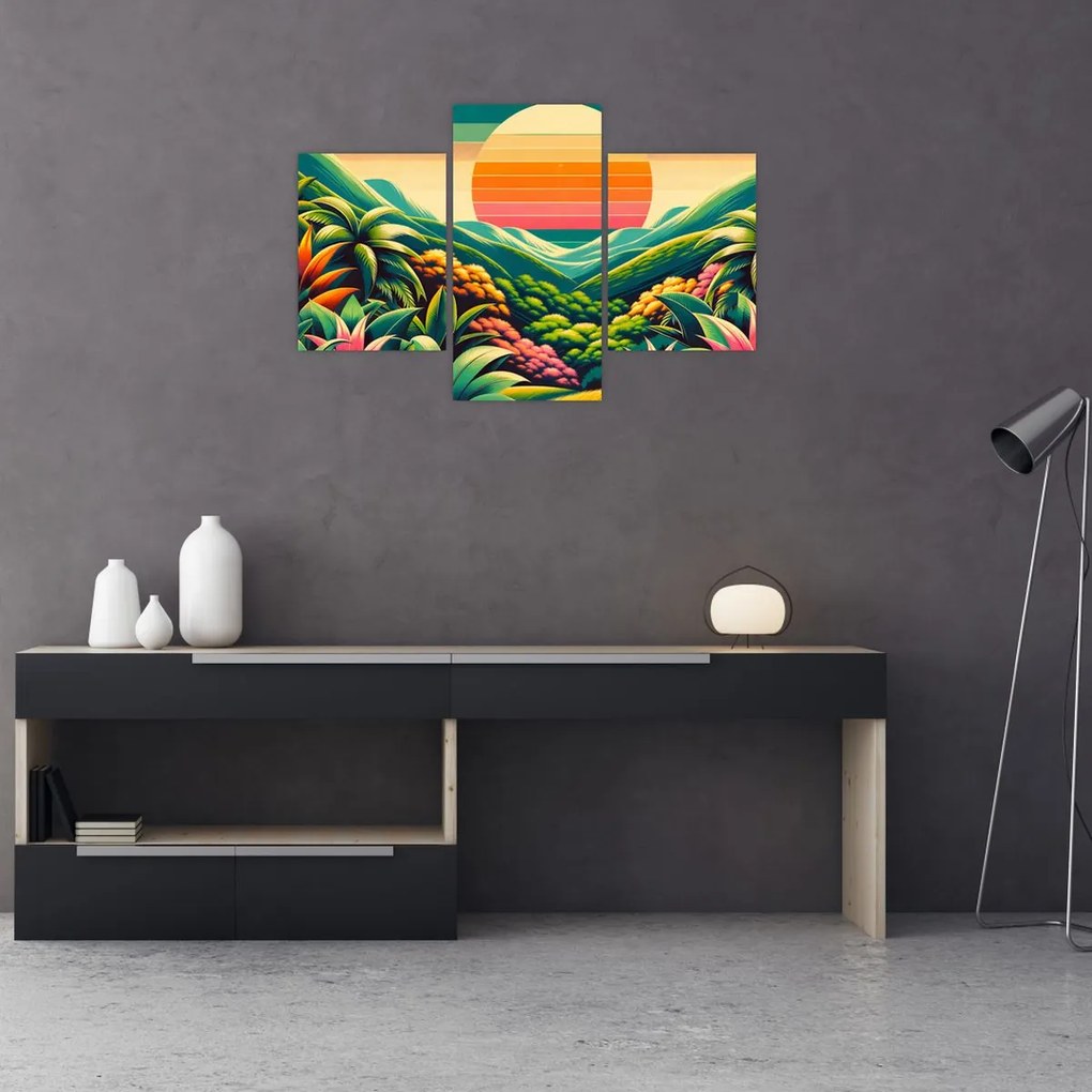 Tablou - Apus de soare multicolor (90x60 cm)