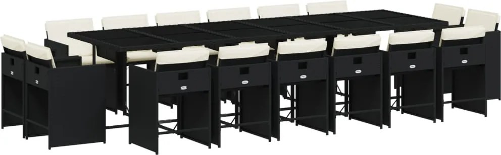 vidaXL Set mobilier de grădină cu perne, 17 piese, negru, poliratan