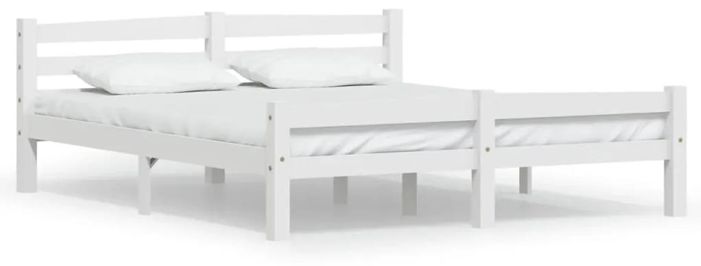 322072 vidaXL Cadru de pat, alb, 160x200 cm, lemn de pin masiv