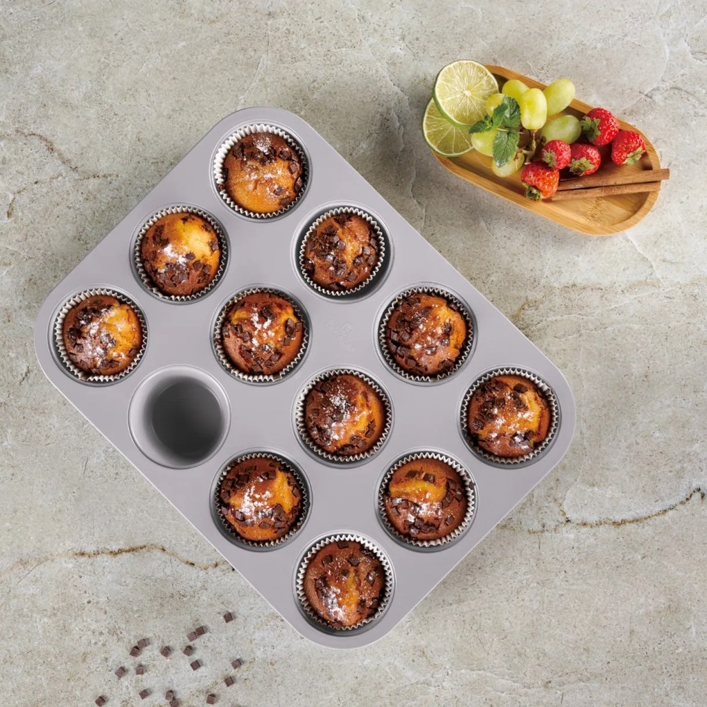 Tava muffins 12 forme Taupe Berlinger Haus BH 7947, antiaderenta, gri