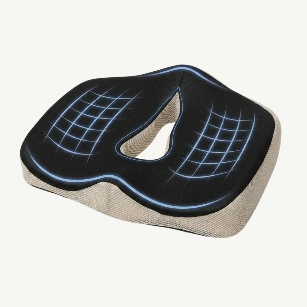 Perna ortopedica sezut memory foam cu gel ORTO COCCIS Gel Stronger, Negru