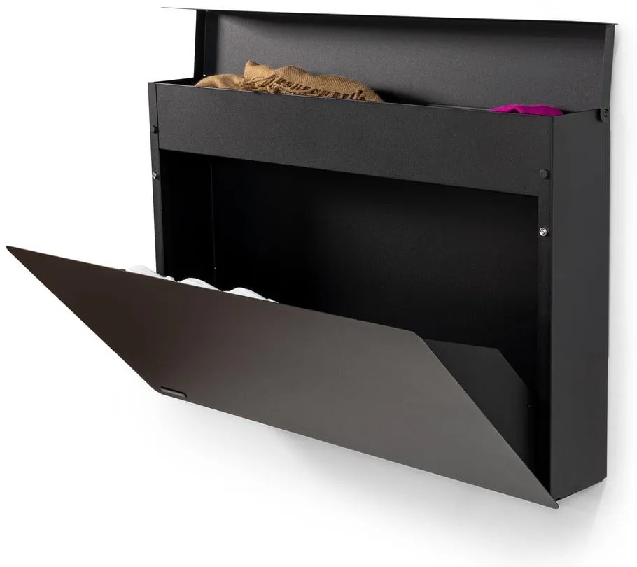 Pantofar negru cu deschidere înclinată/suspendat din metal 78x48x13 cm Luigi – Spinder Design