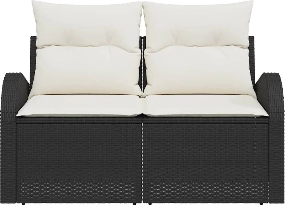 vidaXL Canapea de grădină cu pernă Negru 124 x 62 x 69cm poliratan