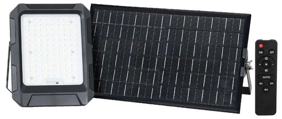 Proiector solar LED 15W 3,7V IP65 4000K negru + telecomandă