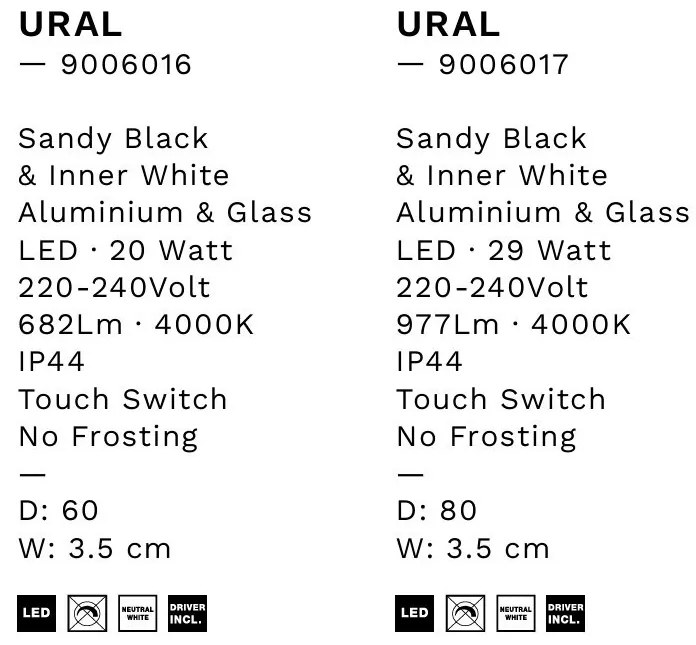 Oglinda baie cu iluminat LED IP44 Ural, 80cm