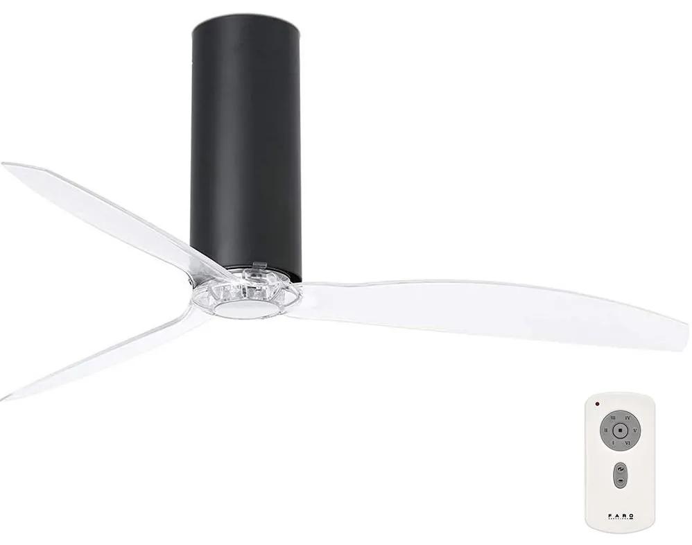 Ventilator de tavan FARO 32036 TUBE FAN negru/transparent + telecomandă