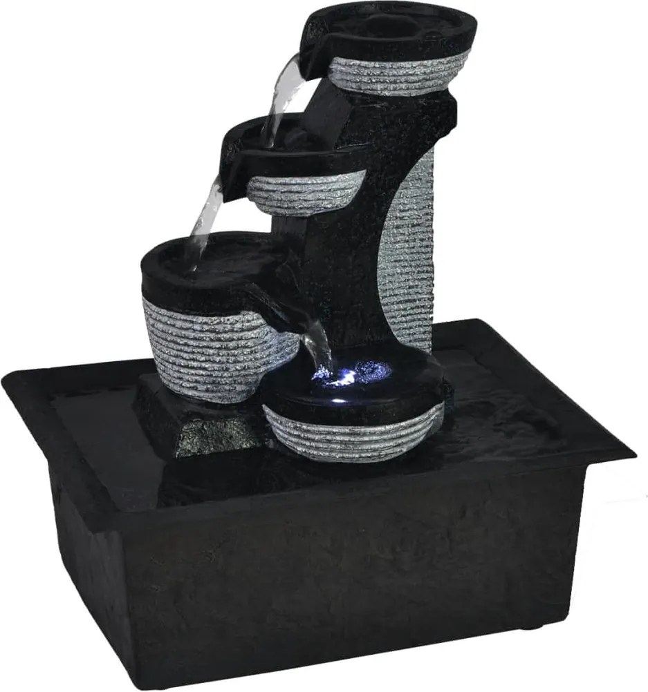 vidaXL Fântână de interior din poli rășină cu iluminare LED