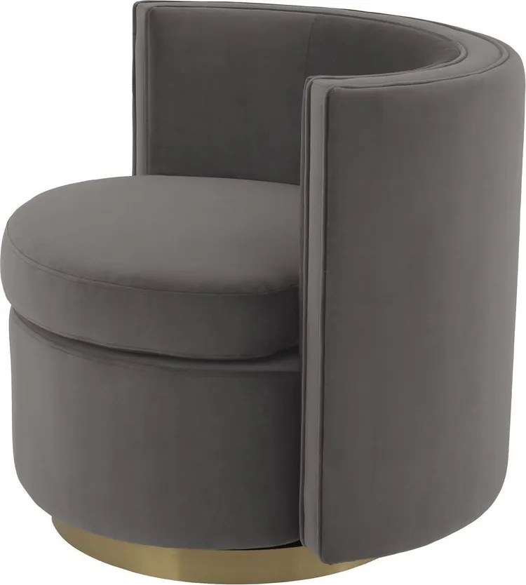 Fotoliu pivotant design elegant Amanda, catifea gri 115148 HZ