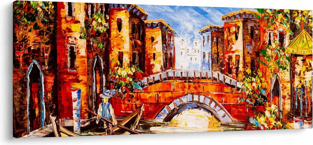Tablou - Pictură în ulei a orașului III. (120x50 cm)