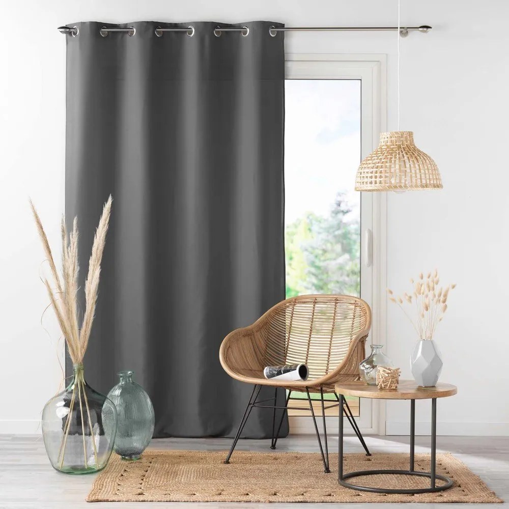 Draperie gri antracit din microfibră 140x280 cm Absolu – douceur d'intérieur