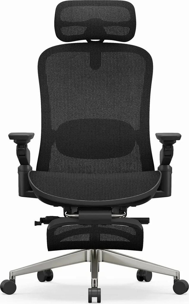 RESIGILAT- SYNO-H-MF Scaun ergonomic, suport lombar cu Masaj, sezut translatabil, cotiere 6D, tetiera 2D, suport picioare, Mesh, Negru