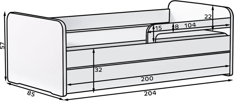 Pat pentru copii alb cu saltea/cu somieră 80x200 cm Duuli – ELTAP