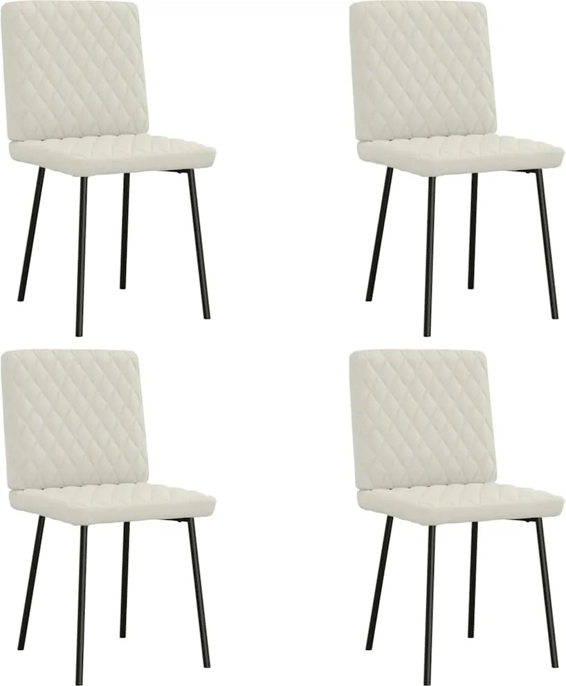 vidaXL Scaune de bucătărie, 4 buc., crem, catifea