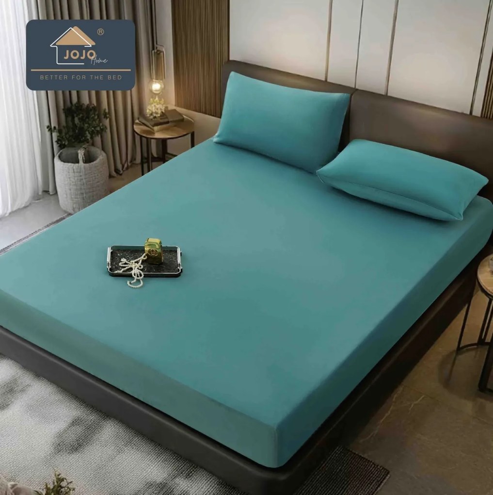 Huse de pat, 3 Piese, Catifea cu elastic 180x200, Verde