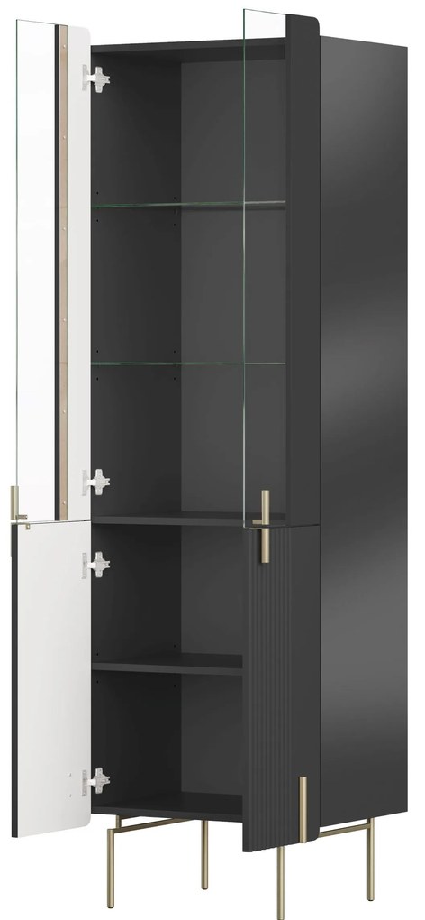 Vitrină Malmi 60 cm - negru mat / picioare aurii