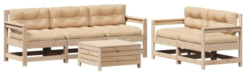 3250824 vidaXL Set mobilier de grădină cu perne, 6 piese, lemn masiv de pin