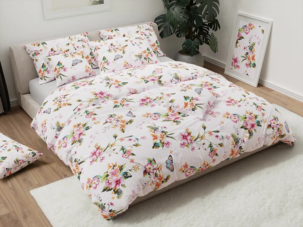 Lenjerie de pat din creponata roz FLORA Dimensiune lenjerie de pat: 70 x 90 cm | 140 x 200 cm