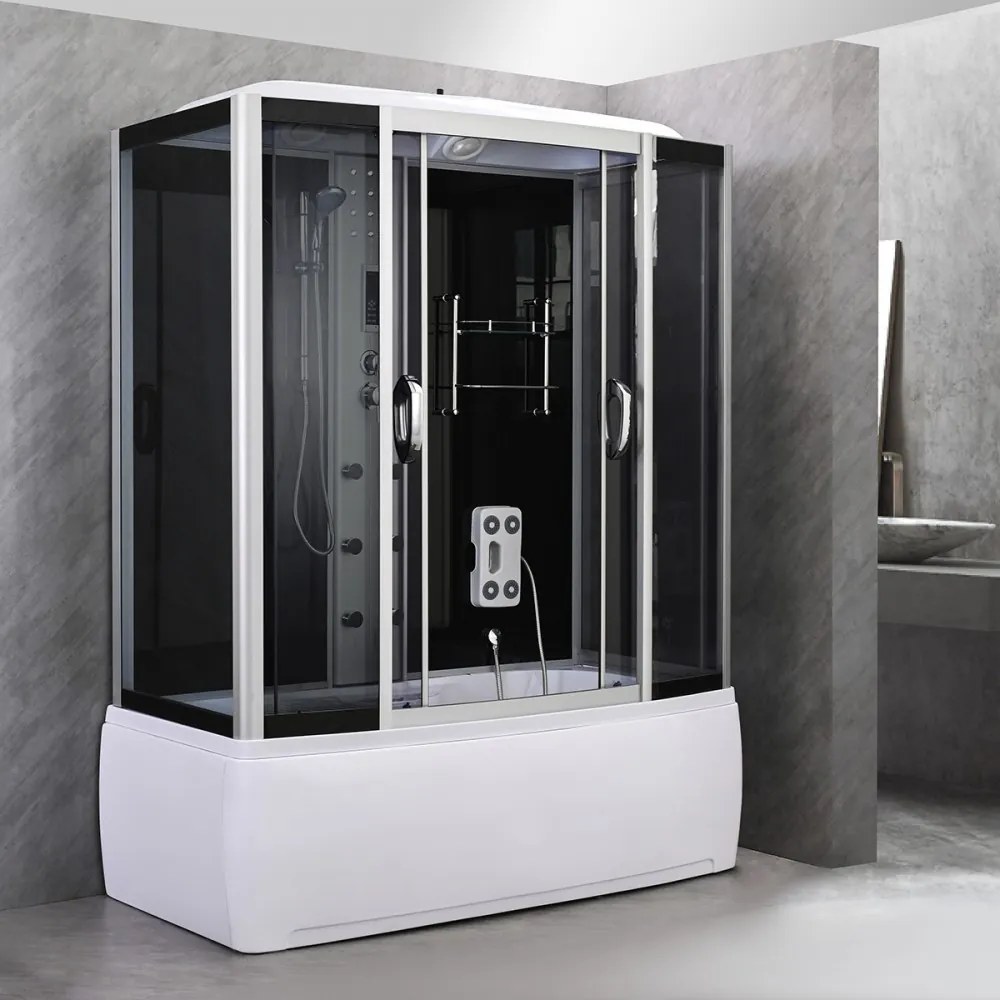 Cadă de baie cu hidromasaj Emilia 170 cu electronică, neagră