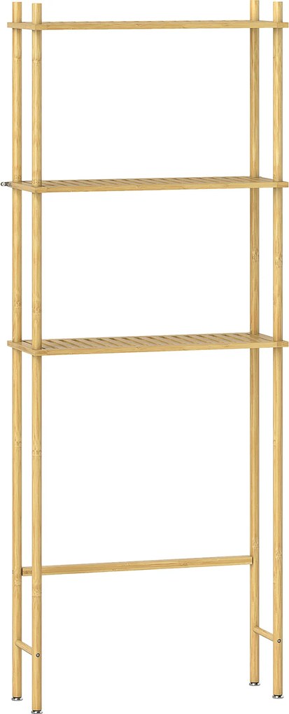 HOMCOM Raft pentru toaletă 3 niveluri, raft de baie economisitor de spațiu lemn natural 69 x 25,5 x 181 cm | Aosom Romania