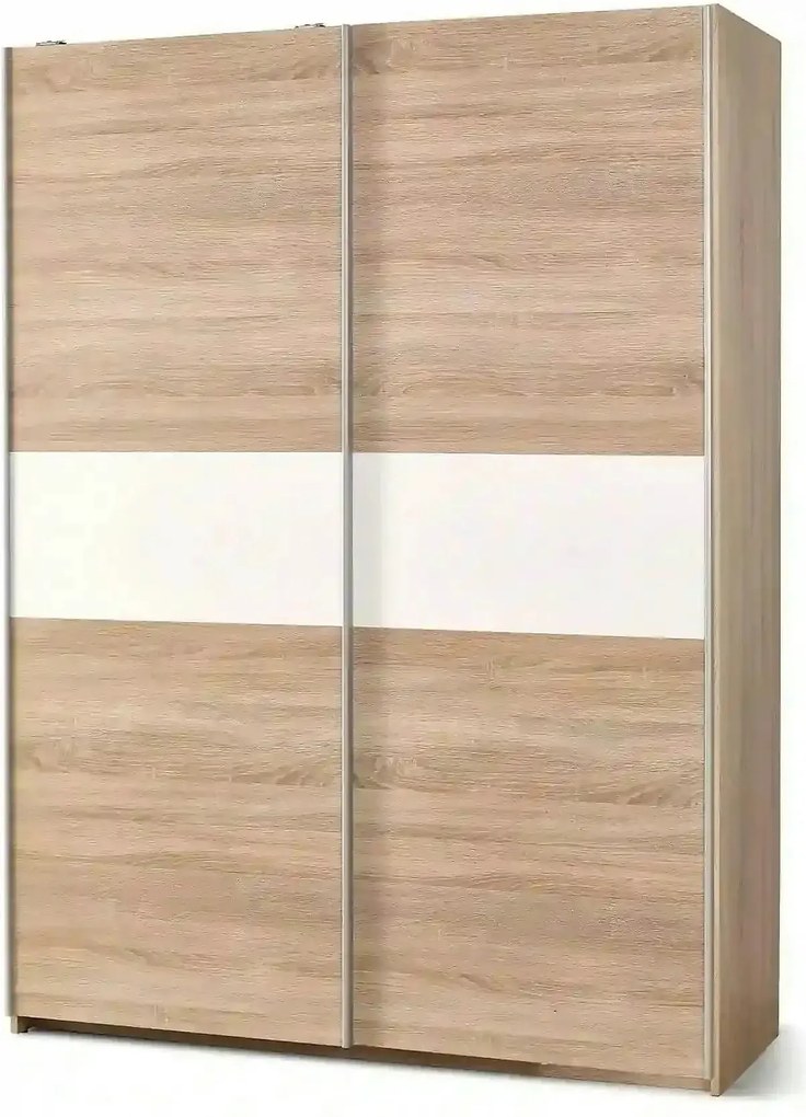 Dulap LIMA S1, alb/stejar sonoma, PAL laminat, cu 2 usi, 153x58x210 cm