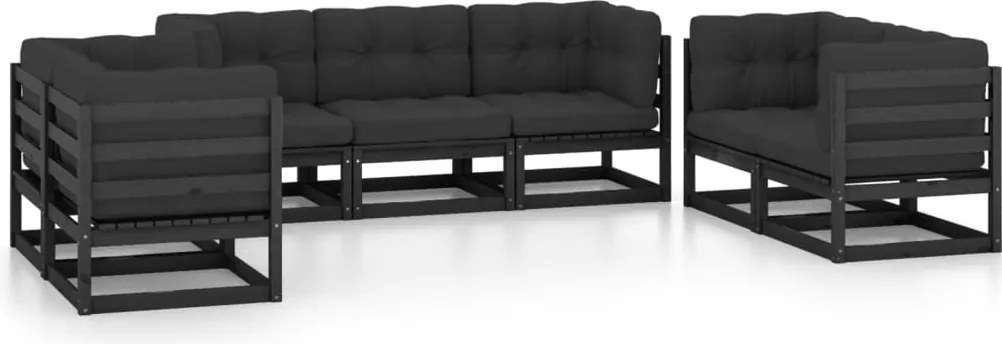 vidaXL Set mobilier grădină cu perne, 7 piese, lemn masiv pin