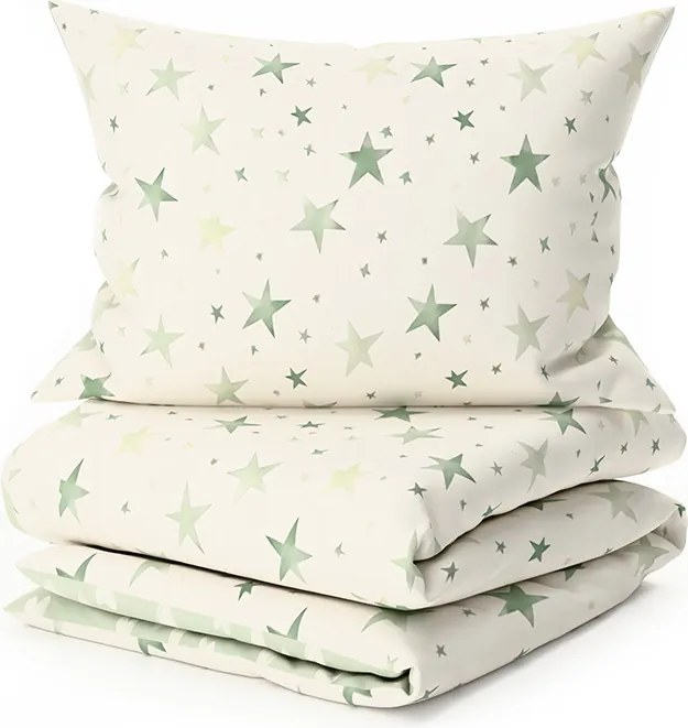 Lenjerie de pat din microfibra STARS HEARTS verzi Dimensiune lenjerie de pat: 2 buc 70 x 90 cm | 200 x 220 cm
