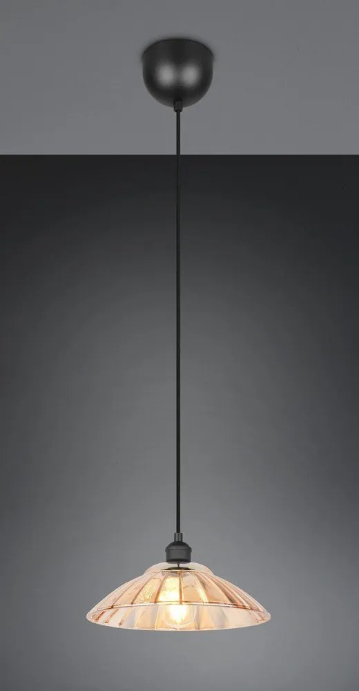 Lustră neagră/chihlimbar din metal cu abajur din sticlă ø 29,5 cm Eluna – Reality