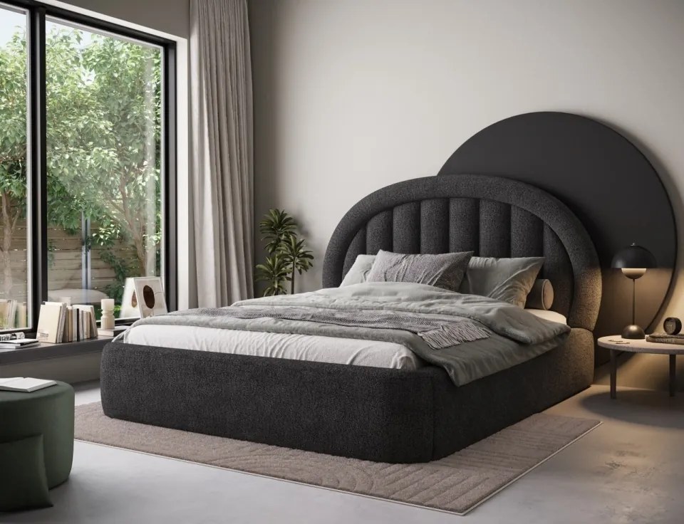 Pat cu cadru metalic si spatiu pentru depozitare, 180x200 cm, Tapedo, Eltap (Culoare: Albastru / Amore 40)