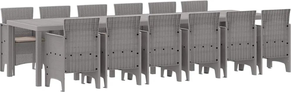 vidaXL Set de masă pentru grădină 13 pcs Gri deschis Ratan Polt