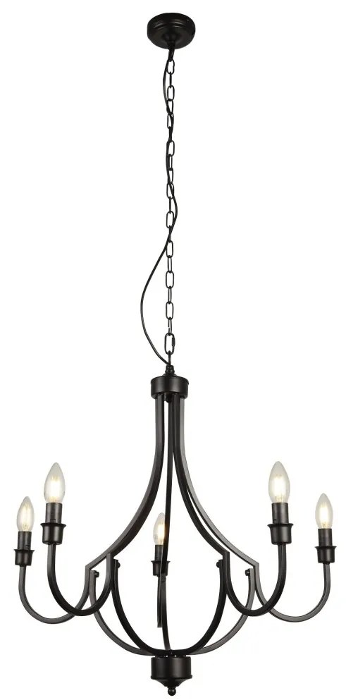 Candelabru cu 5 brate design rustic Lodge negru