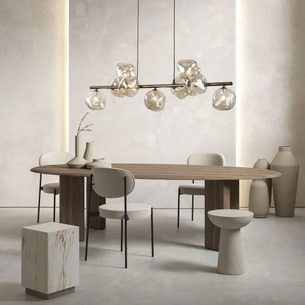 Lustră suspendată pe cablu LAVA 9xG9/8W/230V bronz/bej fumuriu