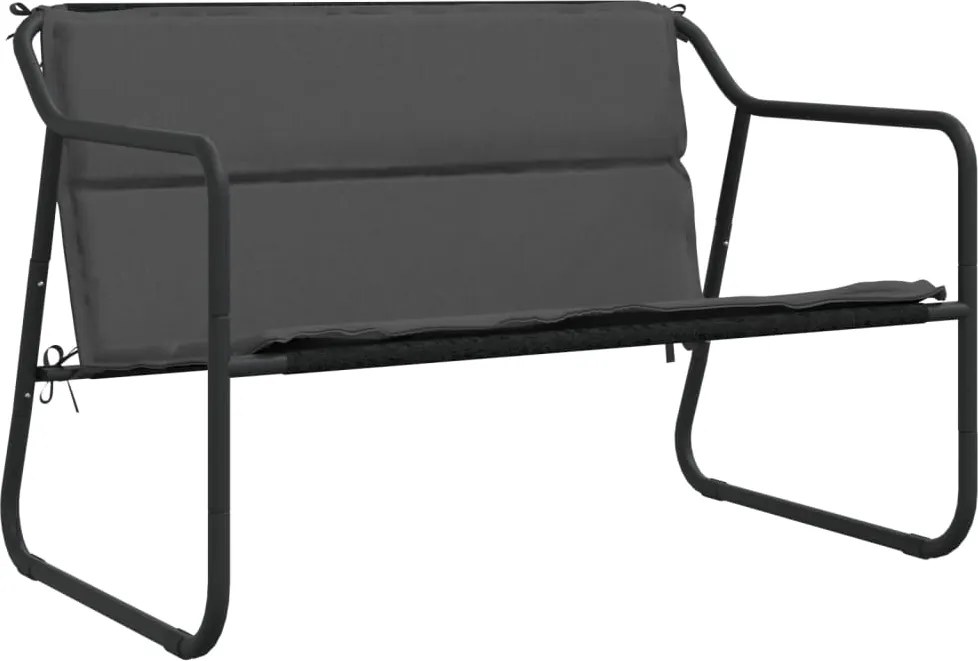 vidaXL Bancă de grădină cu 2 locuri cu pernă, antracit, oțel