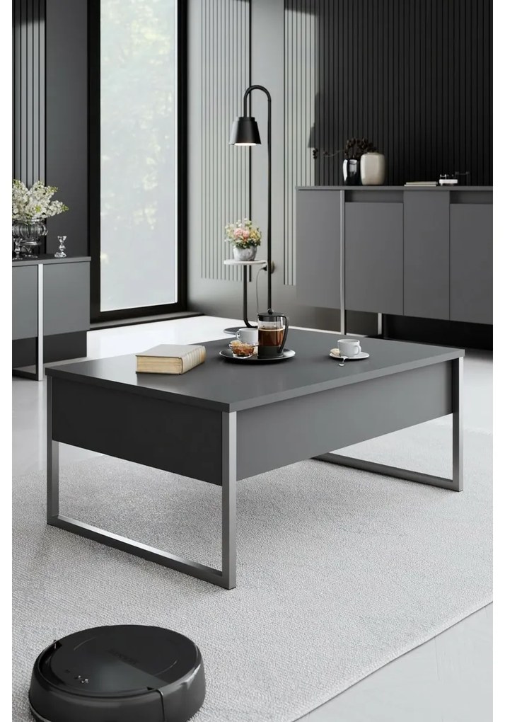 Măsuță de conferință Luxe Anthracite și Argintiu