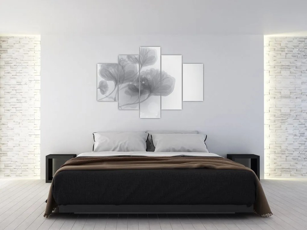 Tablou - Flori în nuanțe gri (150x105 cm)
