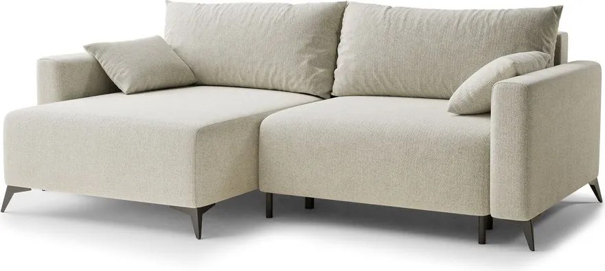 Colțar crem extensibil/cu spațiu de depozitare cu tapițerie din chenille (cu colț pe partea stângă/cu șezlong) Leon – Maison de Rêve