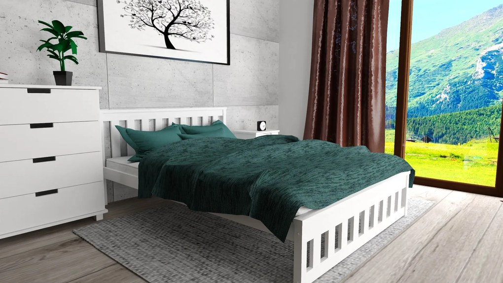 Pat MAICA 90 x 200 cm, alba Saltele: Cu saltele Somnia 18 cm, Somiera pat: Cu lamele drepte