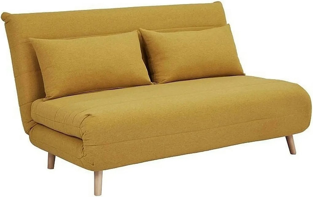 Canapea extensibila 2 locuri fara brate SPIKE II, galben mustar/fag, s