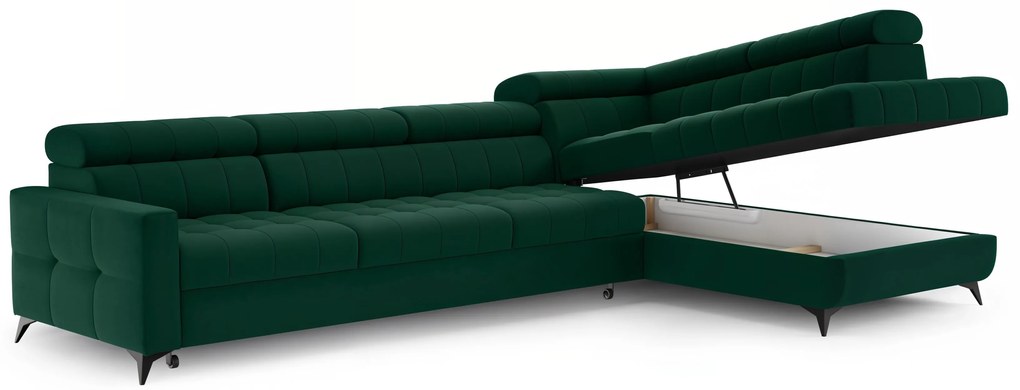 Colțar extensibil Nardo Maxi dreapta - verde catifea Bluvel 78