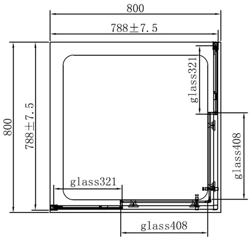 Cabina dus patrata neagra 80x80 cm, Mediterraneo, Hector 2 800x800 mm