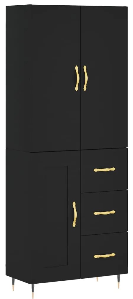 3195996 vidaXL Dulap înalt, negru, 69,5x34x180 cm, lemn compozit