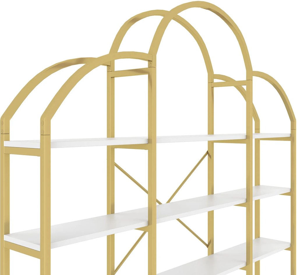 Raft în stil simplu, cinci straturi de depozitare, formă unică de nor, 170x26x190 cm, Aur + Alb