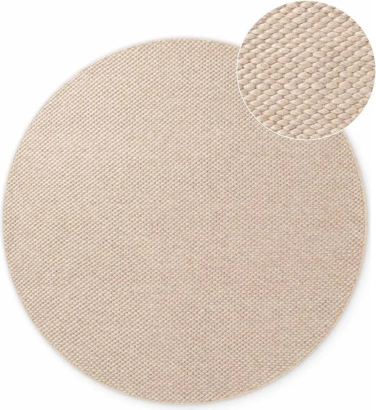 Covor bej țesut manual rotund din lână ø 160 cm Lyon Beans – Elle Decoration