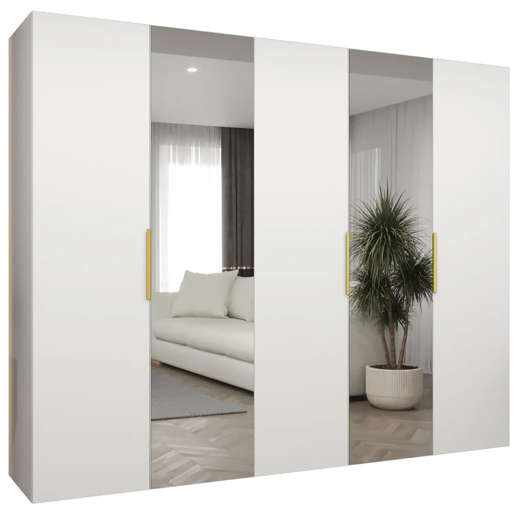 Dulap de haine 250 cm Mirabella 2 (alb + Auriu). 1126428