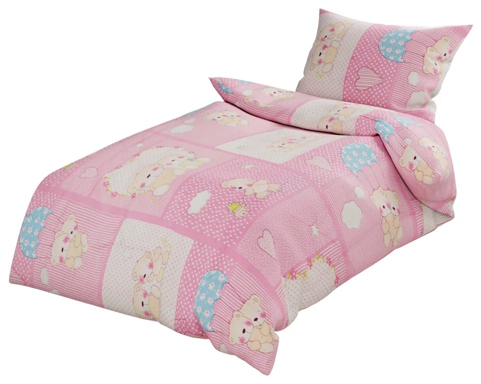 Lenjerii din bumbac pentru patut Culoare roz, COTTON TEDDY