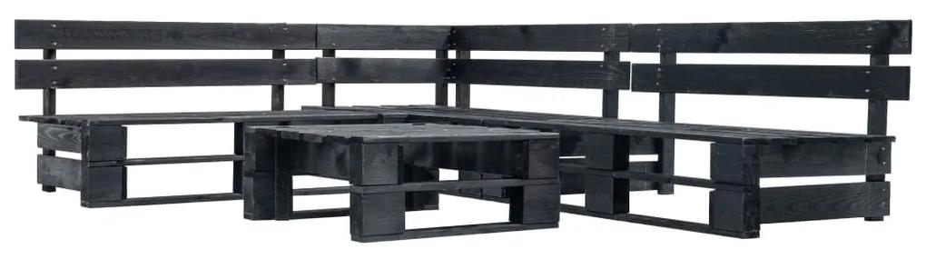 277420 vidaXL Set mobilier grădină din paleți, negru, 4 piese, lemn