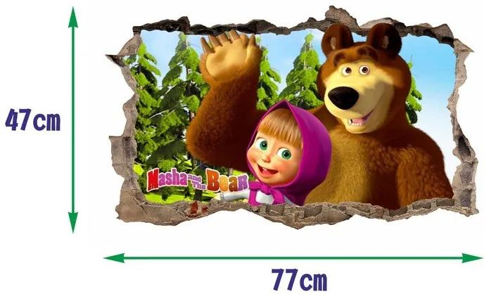 Autocolant de perete Masha și Ursul 47x77cm