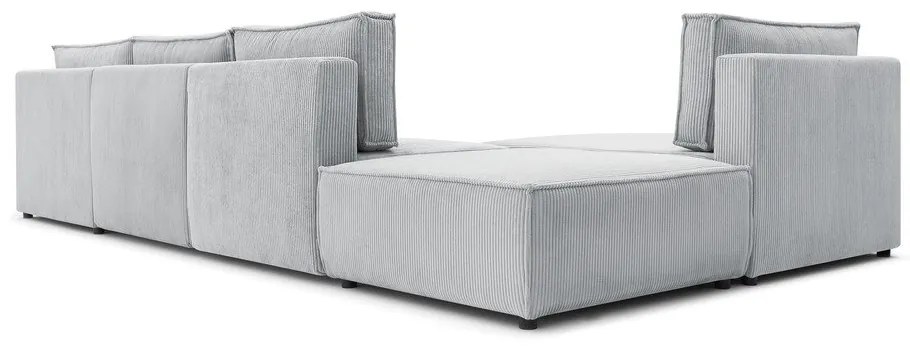 Colțar gri deschis cu tapițerie din catifea reiată (cu colț variabil) Nihad modular – Bobochic Paris