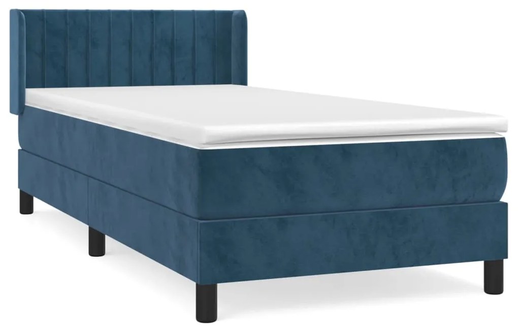 3131067 vidaXL Pat box spring cu saltea, albastru închis, 100x200 cm, catifea