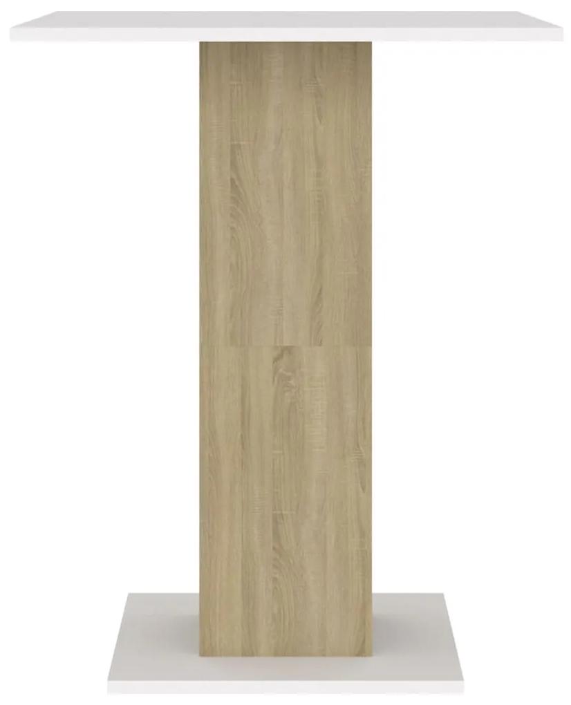 Masa de bistro, alb stejar Sonoma, 60 x 60 x 75 cm, PAL 1, alb si stejar sonoma